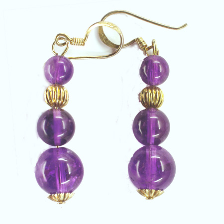 Silver Earrings with Amethyst Pearls BO69