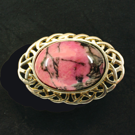 Silver and Rhodonite Brooch