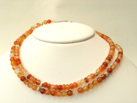 2-row Carnelian Pearl Necklace