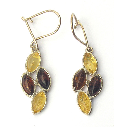 Silver Amber Earrings