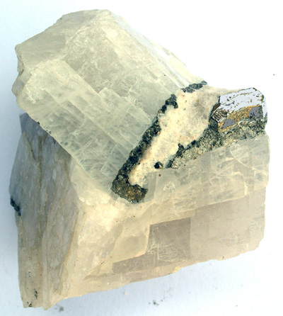 Carrollite, (Carrolite) crystal on calcite gangue