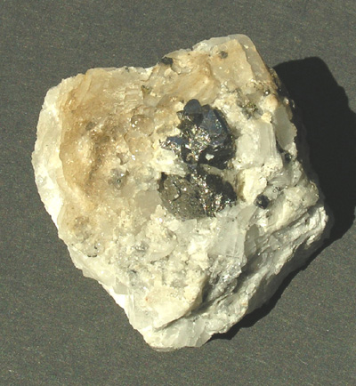 Carrollite, (Carrolite) crystal on calcite gangue