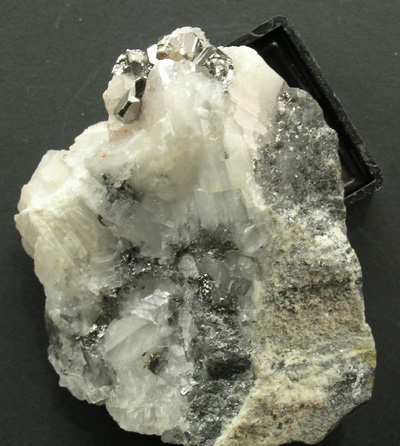 Carrollite, (Carrolite) crystal on calcite gangue