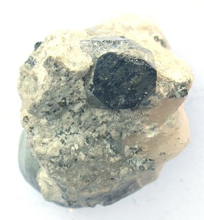 Carrollite, (Carrolite) crystal on calcite gangue