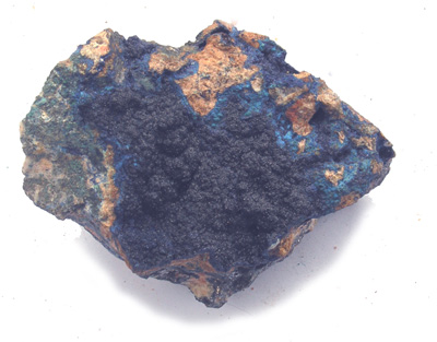 Azurite avec  chrysocolle et galène