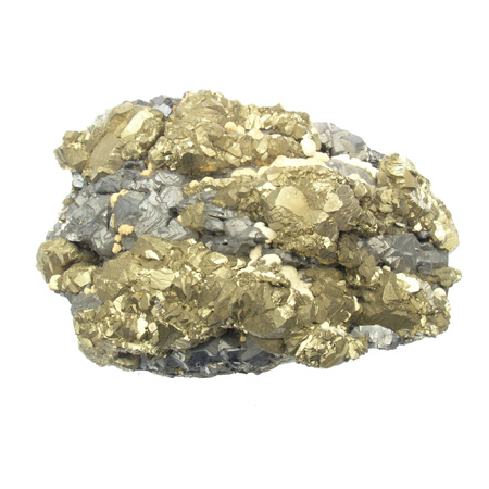 Pyrite, galène et cristal de calcite