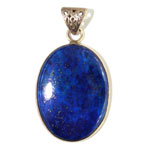 Oval Lapis Lazuli Pendant Mounted on Silver