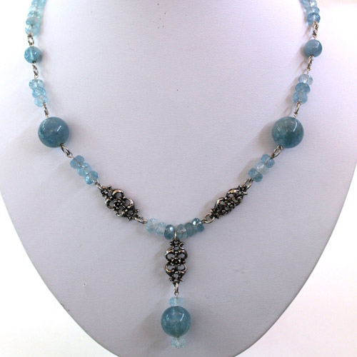 Aquamarine Pearl Necklace