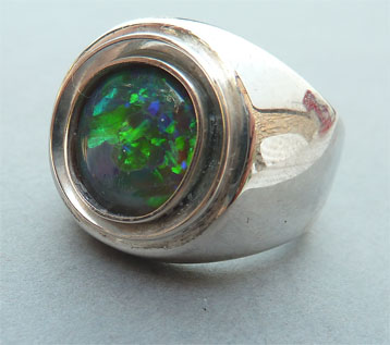 Silver Ring with a Black Opal