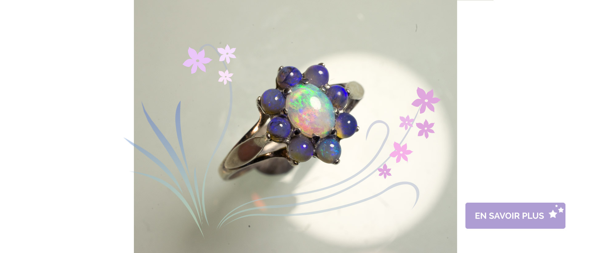 Slide Nouveaute Bague Fleur Opales Cristal Verte Entourage Bleu Fr